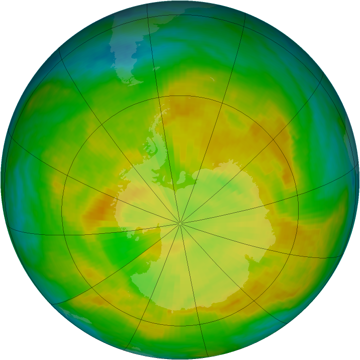 Antarctic ozone map for 29 November 1980